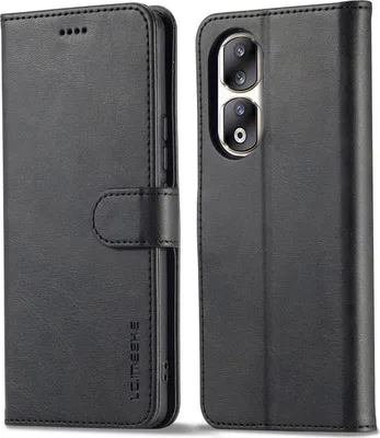 Produktbild von Hülle für Honor 90 Pro, Klapphüllen Brieftasche Leder Magnetverschluss Ständer Schutzhülle Schwarz