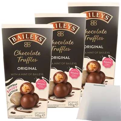 Produktbild von Baileys Chocolate Truffles mit Baileys original Iris Cream 3er Pack (3x146g Packung) + usy Block