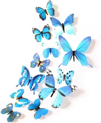 Produktbild von Oblique Unique 3D Schmetterlinge 12er Set für die Wand zum Kleben Wandtattoo Wandsticker Wanddeko - Real blau
