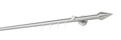Produktbild von Gardinenstange Maß Innenlauf 20mm Kegel 1-lauf Wand 6,5cm Farbe: Edelstahl-Optik, Größe: 270cm
