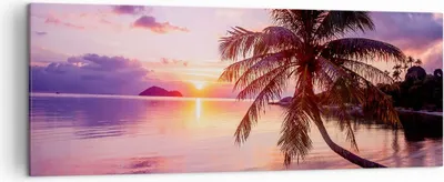 Produktbild von Bild auf Leinwand - Leinwandbild - Strand Meer Palme - 140x50cm - Wand Bild - Wanddeko - Wandbilder - Leinwanddruck - Bilder - Kunstdruck - Wanddekoration - Leinwand bilder - Wandkunst - AB140x50-3912