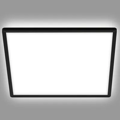 Image de BRILONER SLIM Plafonnier LED ultraplat 42x42cm carré 22W 3000lm 4000K lumière blanc neutre rétroéclairage Noir lampe plafond salon bureau cuisine couloir