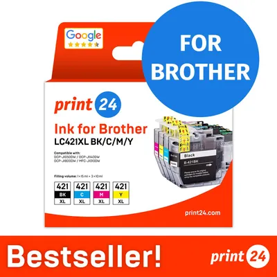 Productafbeelding van NIEUW: print24 Inktpatronen voor Brother LC421XL, Multipack (BK/C/M/Y), 1 stuk