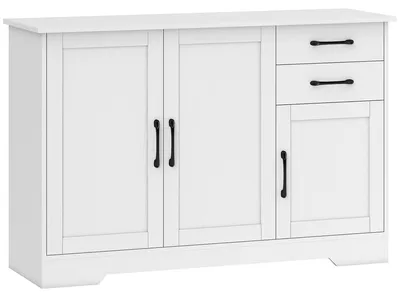 Produktbild von Sideboard mit 2 Schubladen, modernem Aufbewahrungsschrank, verstellbarem Einlegeboden und 3 Türen, Weiß