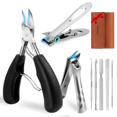 Image de Kit de coupe-ongles en acier inoxydable, 8 pièces, avec lime à ongles pour les ongles épais
