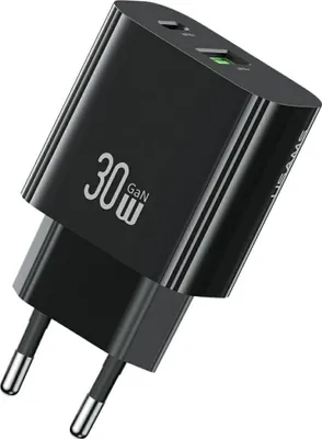 Image de Usams Cc316 T65 30W 1Xusb-C 1Xusb-A Chargeur rapide Noir