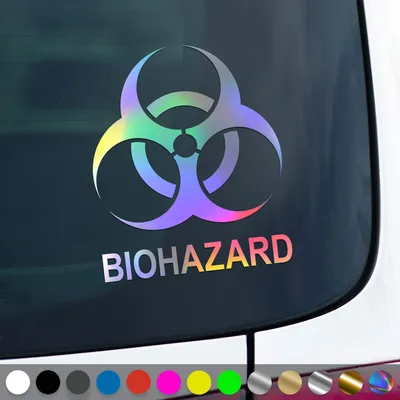 Produktbild von PantherPixel Biohazard Aufkleber Hinweis Warnung Vorsicht Sticker Auto Geschenkidee Farbe Oilslick-Hologramm