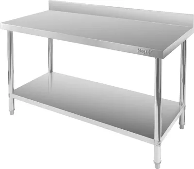 Zdjęcie produktu dla Kuchenny stół gastronomiczny ze stali nierdzewnej przyścienny z półką Mega-M X STANDARD 150x60x85 cm