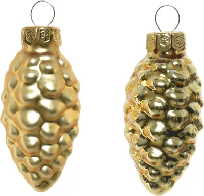 Produktbild von Christbaumschmuck Zapfen 6cm Glas 12 Stück - Hellgold