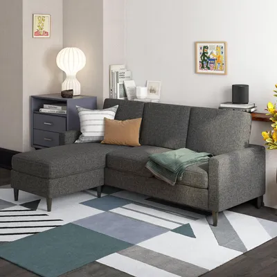 Produktbild von Kaci | 3-Sitzer Sofa mit Chaise Lounge in Leinen Look Grau