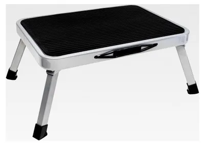 Produktbild von Klappbare Trittstufe für Wohnwagen und Wohnmobil mit Tragegriff 38x26cm - 1-Stufig 17cm hoch - 150kg Traglast - Einstiegshilfe für Camping und Senioren