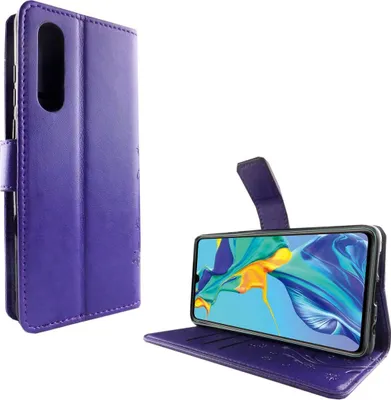 Produktbild von Huawei P30 Handy Hülle Schutz-Tasche Cover Flip-Case Kartenfach Violett