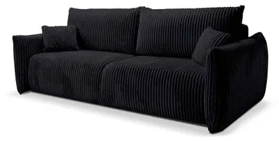 Image de Canapé d'angle avec fonction convertible, revêtement en velours anthracite, modèle Alloro