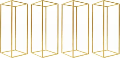 Immagine prodotto di set di 4 portafiori - Portavaso rettangolare - Altezza 60 cm - Metallo - Decorazione da tavolo per matrimonio/centrotavola - Oro