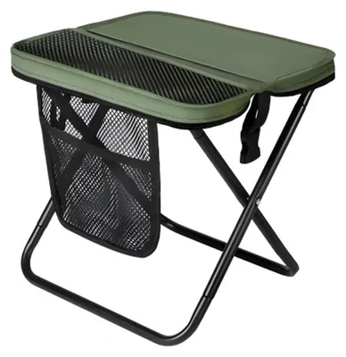 Produktbild von Klapphocker mit Tragetasche, tragbar, leicht, robust, wasserdicht, ideal für Outdoor-Aktivitäten wie Camping, Rucksackreisen, Strand, Picknick und Angeln.
