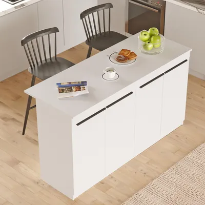 Immagine prodotto di Oviglio - Isola da Cucina, 160x60x90h cm Bianco, 2 Ripiani