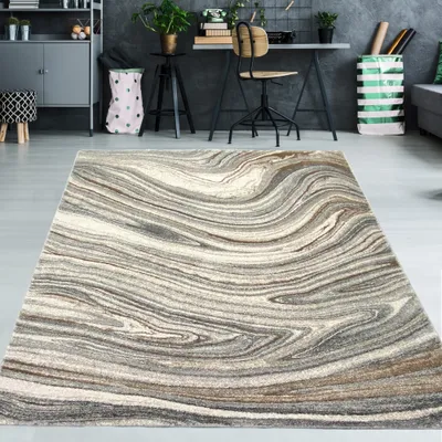 Produktbild von Designerteppich flüssiger Marmor creme braun Größe - 120 x 170 cm