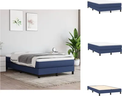 Imagen del producto de vidaXL Base de cama con somier y colchón, color azul, 120x200 cm, tapizado en tela - Camas y estructuras de cama