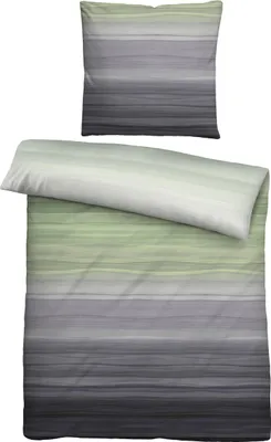 Produktbild von biberna Satin Bettwäsche 0614610 STREIFEN color: pistaziengrün, size: 1x 135x200 cm + 1x 80x80 cm