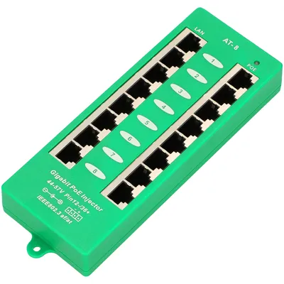 Productafbeelding van Extralink 8-poorts Gigabit PoE Injector 8× 1000 Mbps, PoE+ IEEE 802.3af/at, Mode A/B