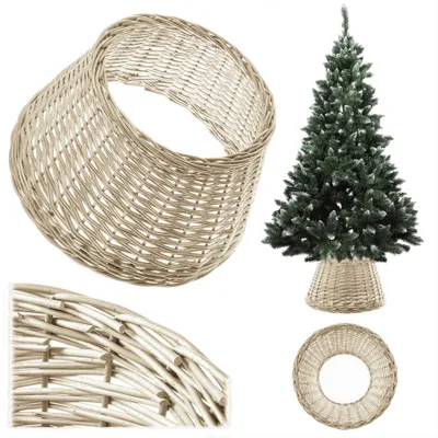 Produktbild von KADAX Weihnachtsbaumrock aus natürlicher Flechtweide, handgefertigte Abdeckung für Christbaumständer, Hülle für Weihnachtsbaumständer, Weihnachtsbaumring (55 cm, Weiß)