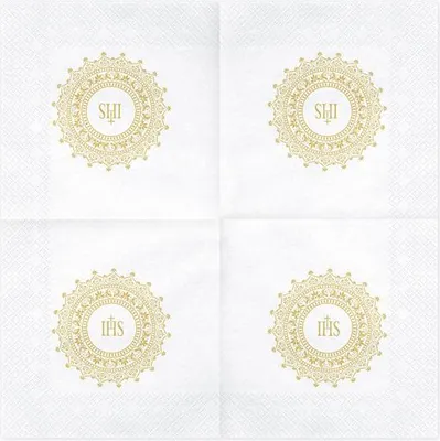Produktbild von Servietten IHS 33x33cm 20 Stück weiß gold