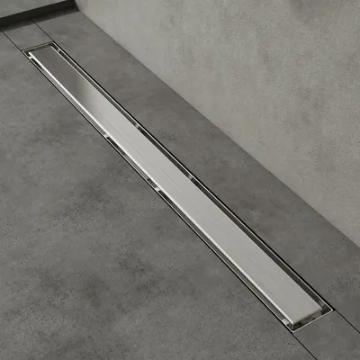Produktbild von Mai & Mai Duschrinne 90cm Bodenablauf aus Edelstahl | Komplettset Ablaufrinne für Badezimmer | Befliesbar Wasserabfluss 35L/min | Haarsieb Chrom KE110