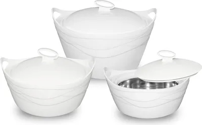 Produktbild von SMAK Thermoschüssel-Set aus Edelstahl, 3er Set Warmhalteschüssel mit Deckel, Grillschüssel, isoliert, 2,5 - 5 L