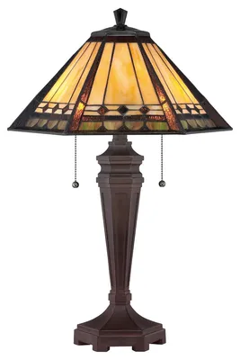Image de Lampe de table, verre Tiffany, acier, H 59,7 cm