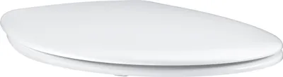 A white toilet seat shown from a side angle on a white background.