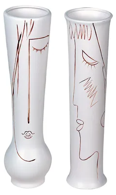 Produktbild von GILDE Gesichtsvase, "Art", Gesichtsmotiv, Keramik, creme, weiß, , 2 Stück wie abgebildet, H. 38 cm, D. 10 cm 56089