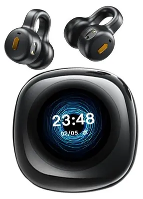 Zdjęcie produktu dla Słuchawki Bluetooth OWS, otwarte, z wyświetlaczem LCD, model 1651, kolor: czarny