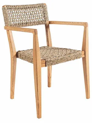 Productafbeelding van Komfortabler Gartenstuhl aus Holz mit klassischem Rattandesign