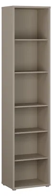 Immagine prodotto di Libreria ALICE SPRINGS, design moderno e minimalista, 5 ripiani, ideale per soggiorno o ufficio, realizzata in legno composito, colore taupe, dimensioni: 49,8 cm di larghezza x 214,3 cm di altezza x 34,9 cm di profondità