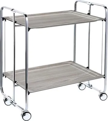 Produktbild von DON HIERRO - Klappbarer Servierwagen BAUHAUS mit Rollen – Metallgestell verchromt, 2 Ebenen, 4 Positionen