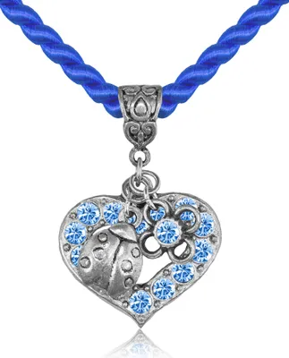 Produktbild von LUISIA Kordelkette Svea mit Herzanhänger und Glückskäfer - Royalblau