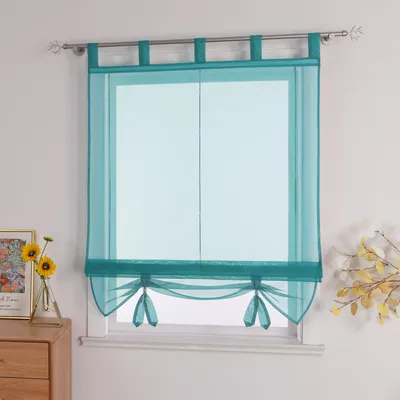 Produktbild von Joyswahl Raffrollo mit Schlaufen Voile Gardinen Modern Raffgardinen Transparent Schlaufenrollo Blau BxH 60x155cm