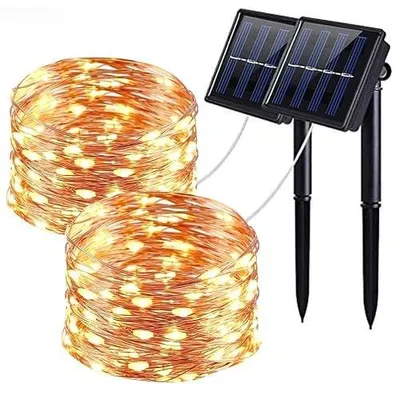 Zdjęcie produktu dla Łańcuch solarny 100 LED 2X12M ogród taras dekoracja 8 trybów
