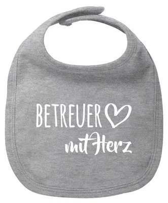 Produktbild von Huuraa Baby Lätzchen Betreuer mit Herz Heather Grey Klettverschluss  Baumwolle Latz Geschenkidee