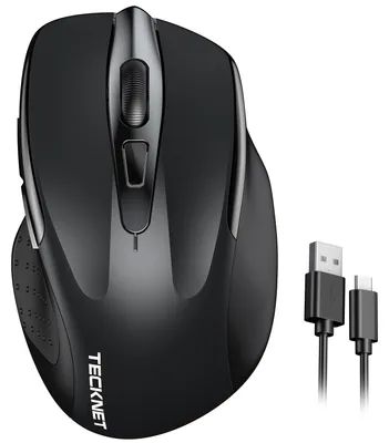 Produktbild von TECKNET Bluetooth Kabellose Maus Tri-Modus BT 5.0/3.0 + 2.4GHz – Schwarz