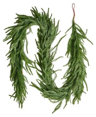 Image de VEVOR Guirlande de Noël, 1828 mm, guirlande réaliste en pin de Norfolk, guirlande de sapin, guirlande verte artificielle, décoration de Noël en intérieur & extérieur sur table, manteau de cheminée & cheminée