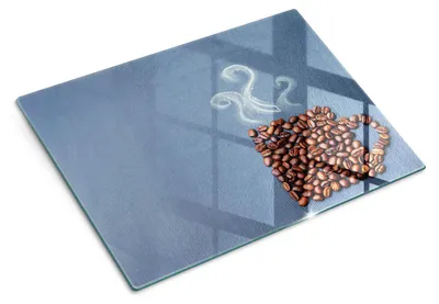 Produktbild von Glas Schneidebrett - 40x30 cm - Küchenbrett - Hartglas - Arbeitsplattenschutz - Servierbrett - Hitzebeständig - Kaffeebohnenbecher