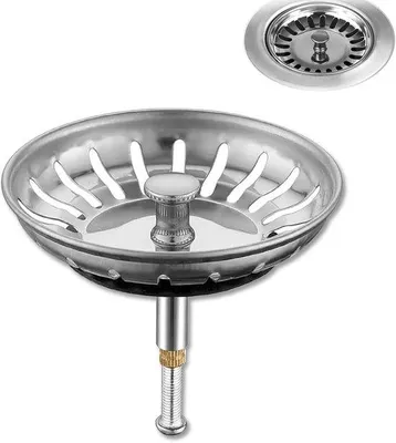 Productafbeelding van Famanu afvoerstoppeling met zeef - in hoogte verstelbaar, zilver, 80 mm diameter