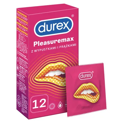 Image de 12 préservatifs Durex Pleasuremax - nervurés & noppés 56mm