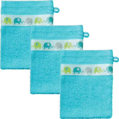 Produktbild von Erwin Müller Kinder-Waschhandschuh 3er-Pack türkis 15x21 cm