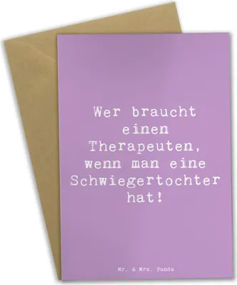 Produktbild von Mr. & Mrs. Panda Grußkarte Spruch Schwiegertochter Humor - Lavendeltraum - Geschenk, persönliche Erinnerungen, osterkarten, glückwunschkarten, Konflikte, Schwiegereltern