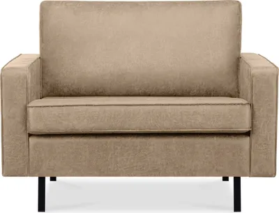 Produktbild von KONSIMO Breiter Sessel mit Armlehnen 1,5-Sitzer XL "INVIA", Beige, Lederoptik-Stoff, Vintage, 116x87x98cm