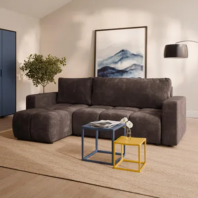 Produktbild von Masseno Ecksofa RAMIL mit Schlaffunktion L-Form, Sofa mit Bettkasten, Wohnzimmersofa, Couch, Soffa, Bettsofa, Couchgarnitur- Braun, LUMO 40