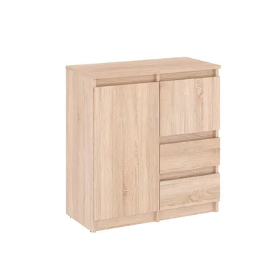 Produktbild von KOMTO Kommode mit 2 Türen und 2 Schubladen – Komodenschrank für Schlafzimmer, Wohnzimmer oder Flur | Sideboard Sonoma PIKO 2 70 x 35 x 74,5 cm