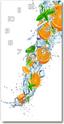 Produktbild von Wanduhr aus Glas – 30x60 cm - Glasbild - Glasuhr - Gehärtetes Glas -Orangen
